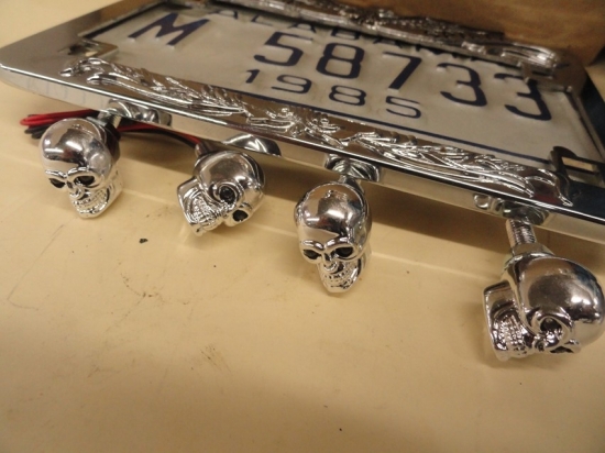 LICENSE PLATE FRAME SKULL LIGHTS