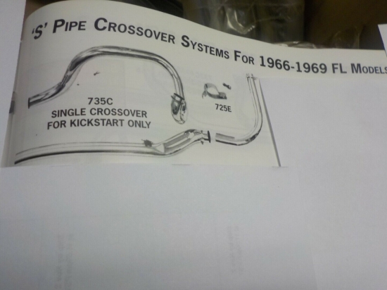 SHOVELHEAD "NEW" PAUGHO 1.75" 'S' PIPE CROSSOVER SYSTEM FOR 1966-69 MODELS #735C